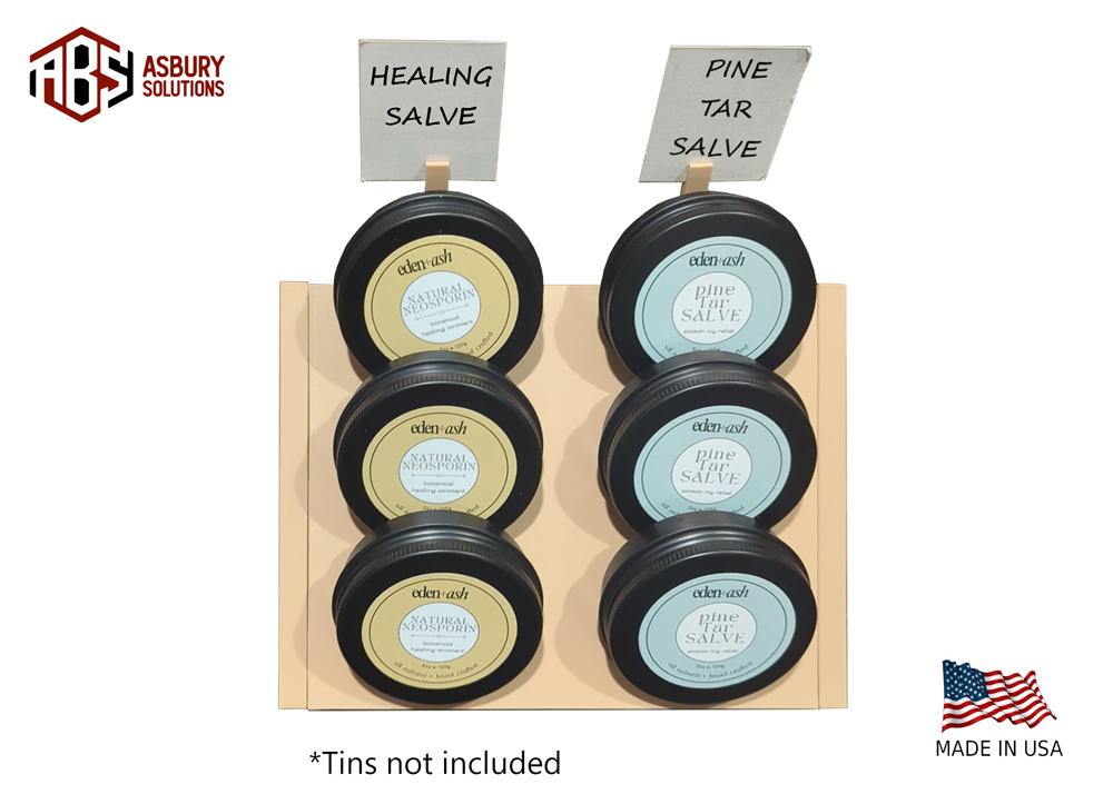2 oz Tin Display Shelf – Countertop Retail Rack for Balms & Salves